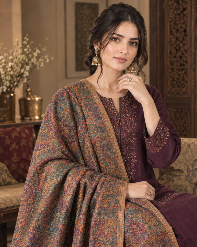 Fancy Pure Indian Laila's Persian - Kani Moonlight Shawl