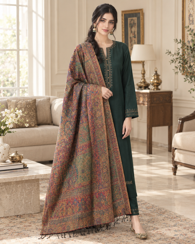 Exclusive Pure Indian Kani Charbagh - Moonlight Shawl