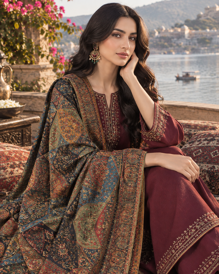 Shah Jahan Antique Shahi Pattern - Pure Indian Kani Moonlight Shawl