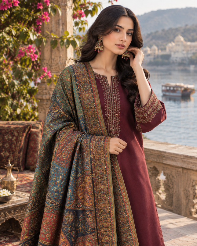 Shah Jahan Antique Shahi Pattern - Pure Indian Kani Moonlight Shawl