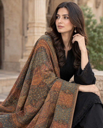 Dilkash Twin Paisley - Pure Indian Kani Moonlight Shawl