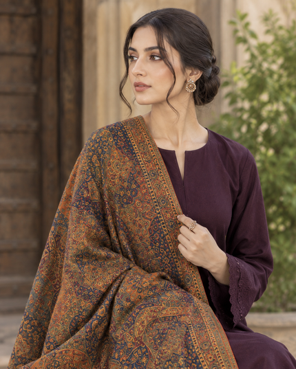 Twin Paisley Jaal - Pure Indian Kani Moonlight Shawl