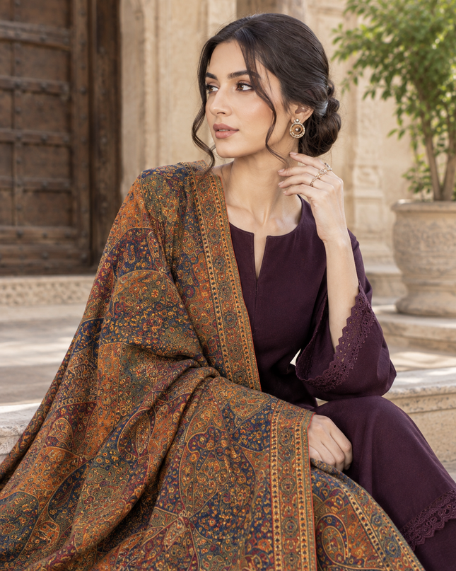 Twin Paisley Jaal - Pure Indian Kani Moonlight Shawl