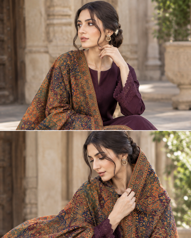 Twin Paisley Jaal - Pure Indian Kani Moonlight Shawl