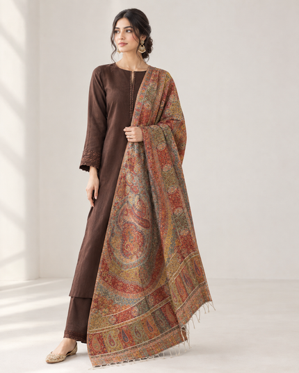 Handmade Pure Indian Kani Moonlight Shawl Jamawar Paisley Style Elegant Traditional Indian Wrap