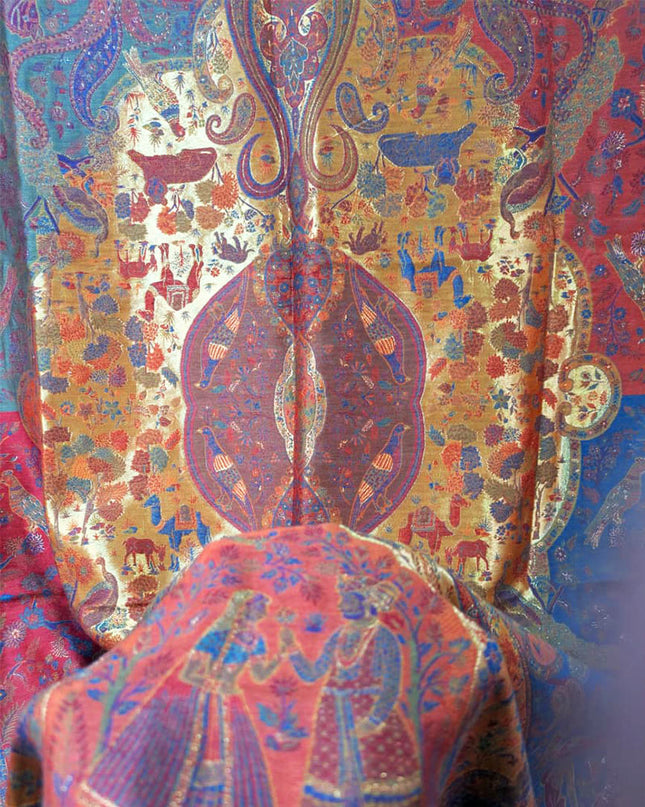 Fancy Pure Indian Kani Moonlight Shawl (Ready To Wear)