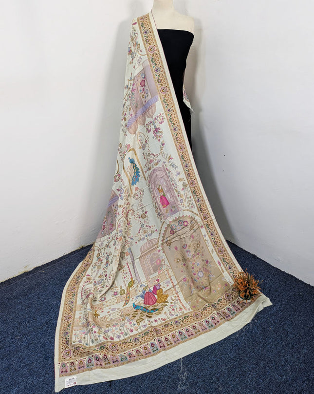 Exquisite Pure Indian Moonlight Kani Silk Shawl (Ready To Wear)