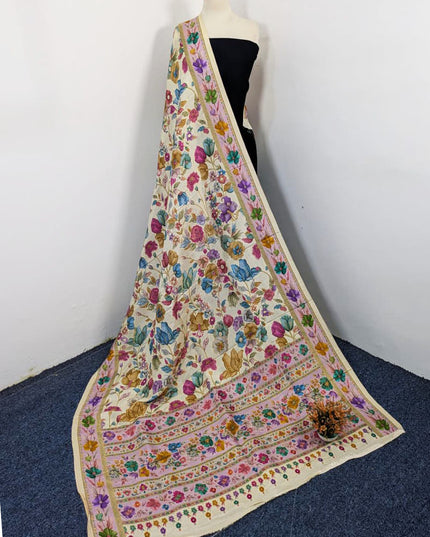 Luxury Pure Indian Moonlight Kani Silk Shawl (Ready To Wear)