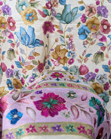 Luxury Pure Indian Moonlight Kani Silk Shawl (Ready To Wear)