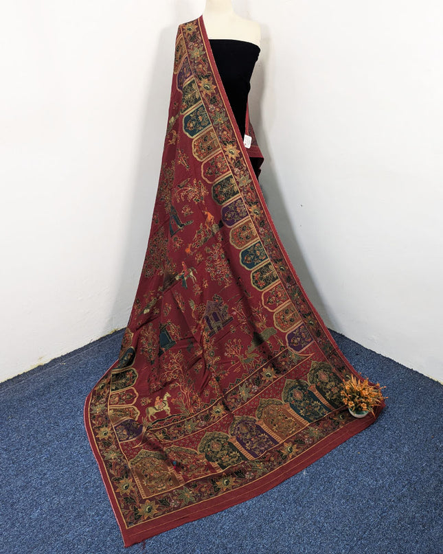 Premium Pure Indian Moonlight Kani Silk Shawl (Ready To Wear)