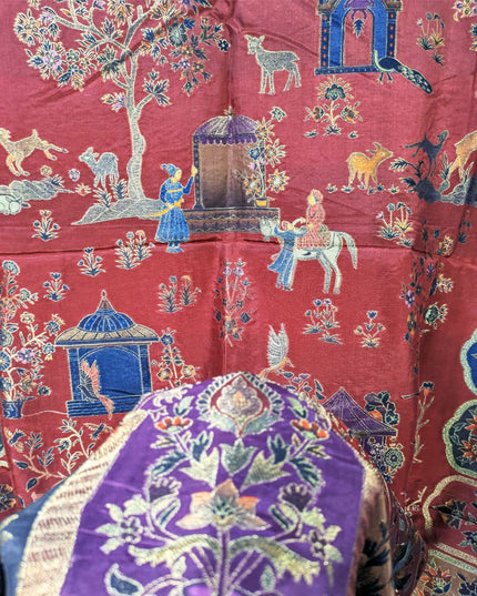 Premium Pure Indian Moonlight Kani Silk Shawl (Ready To Wear)
