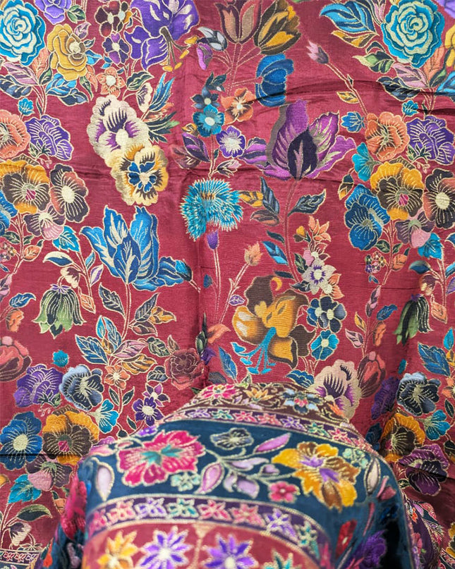 Fancy Pure Indian Moonlight Kani Silk Shawl (Ready To Wear)