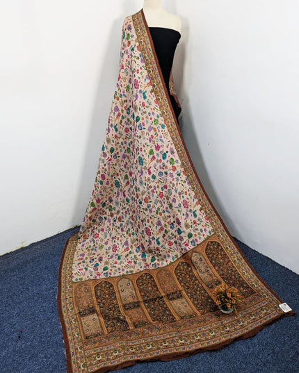 Luxury Pure Indian Moonlight Kani Silk Shawl (Ready To Wear)