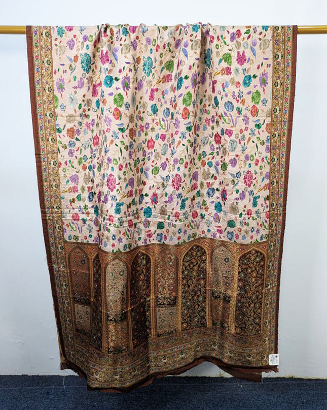 Luxury Pure Indian Moonlight Kani Silk Shawl (Ready To Wear)