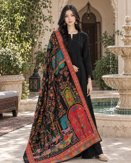 Exquisite Pure Indian Moonlight Kani Silk Shawl (Ready To Wear)