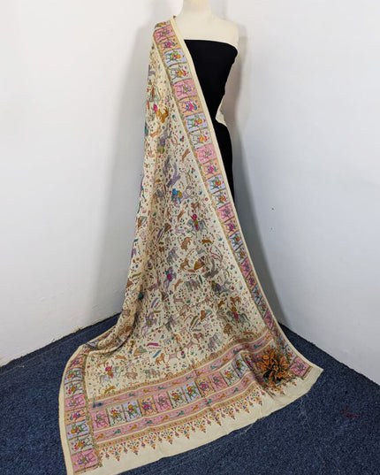 Luxury Pure Indian Moonlight Kani Silk Shawl (Ready To Wear)