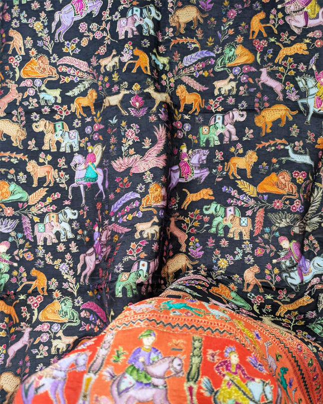 Fancy Pure Indian Moonlight Kani Silk Shawl (Ready To Wear)