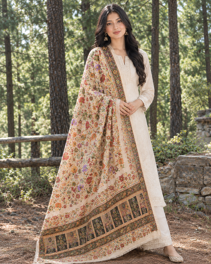 Exquisite Pure Indian Moonlight Kani Silk Shawl (Ready To Wear)
