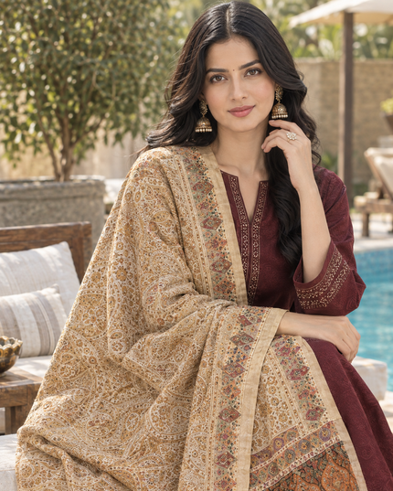 Luxury Pure Indian Moonlight Kani Silk Shawl (Ready To Wear)