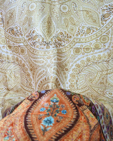 Luxury Pure Indian Moonlight Kani Silk Shawl (Ready To Wear)