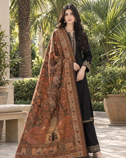 Premium Pure Indian Moonlight Kani Silk Shawl (Ready To Wear)