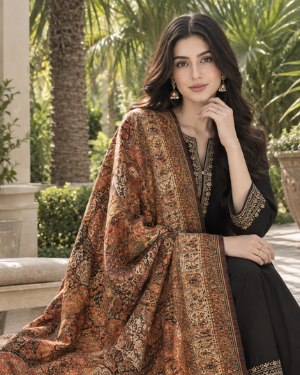 Premium Pure Indian Moonlight Kani Silk Shawl (Ready To Wear)
