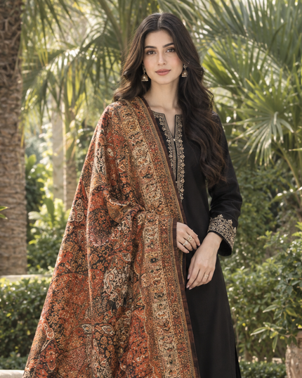 Premium Pure Indian Moonlight Kani Silk Shawl (Ready To Wear)