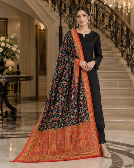 Fancy Pure Indian Moonlight Kani Silk Shawl (Ready To Wear)