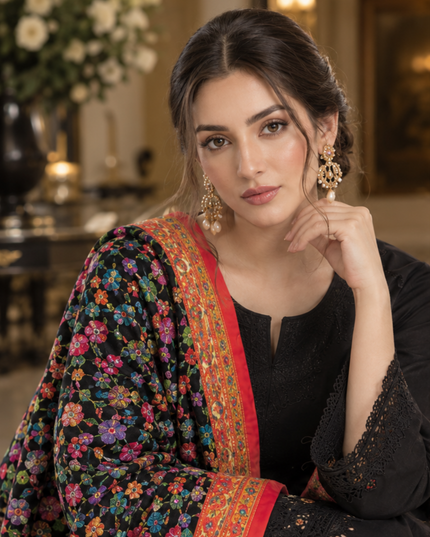 Fancy Pure Indian Moonlight Kani Silk Shawl (Ready To Wear)