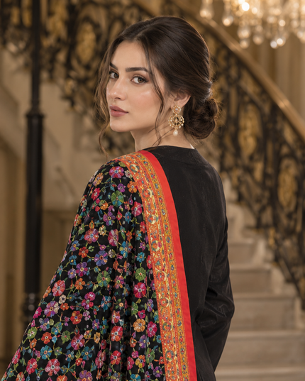 Fancy Pure Indian Moonlight Kani Silk Shawl (Ready To Wear)