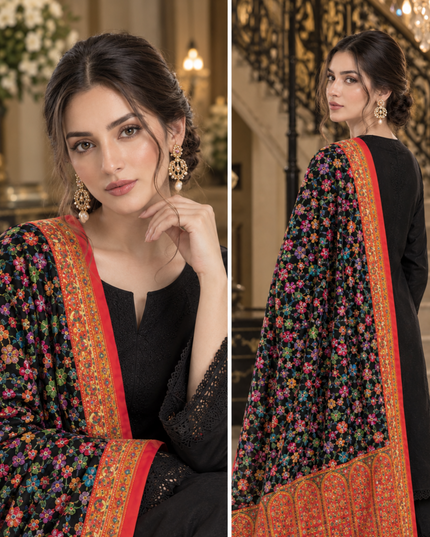 Fancy Pure Indian Moonlight Kani Silk Shawl (Ready To Wear)