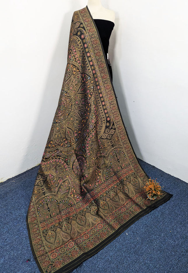 Luxury Pure Indian Moonlight Kani Silk Shawl (Ready To Wear)