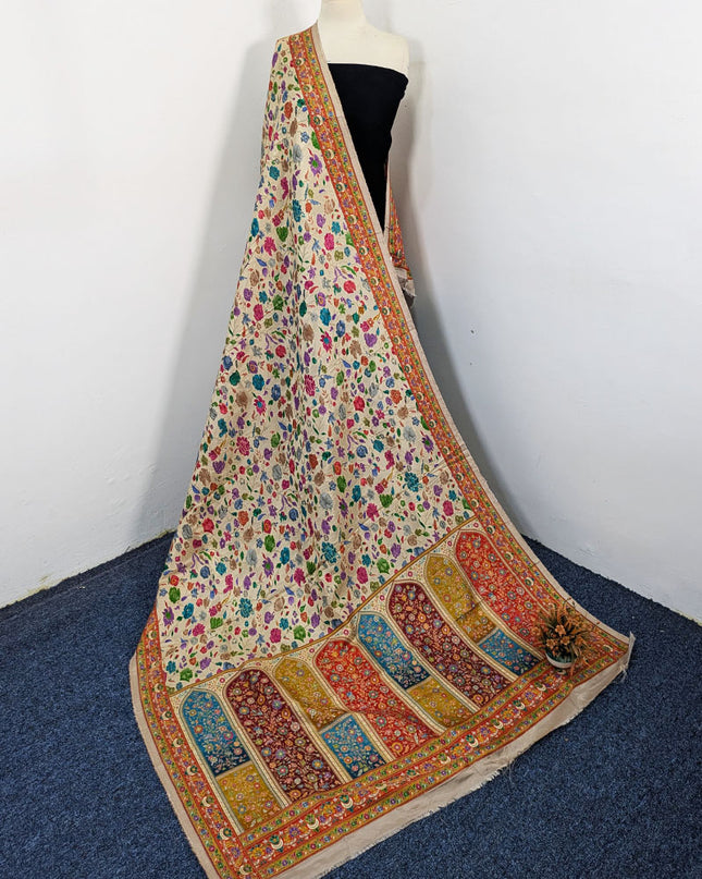 Premium Pure Indian Moonlight Kani Silk Shawl (Ready To Wear)