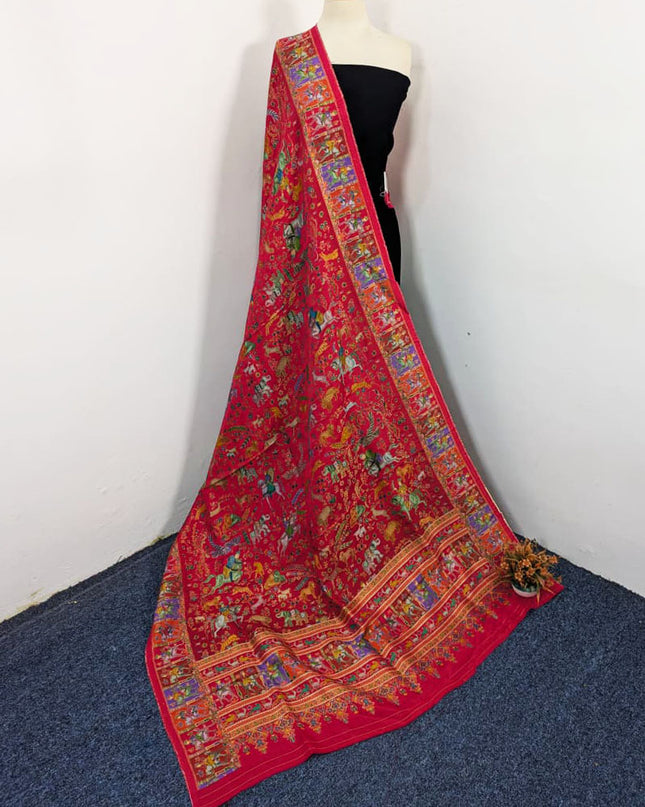 Fancy Pure Indian Moonlight Kani Silk Shawl (Ready To Wear)