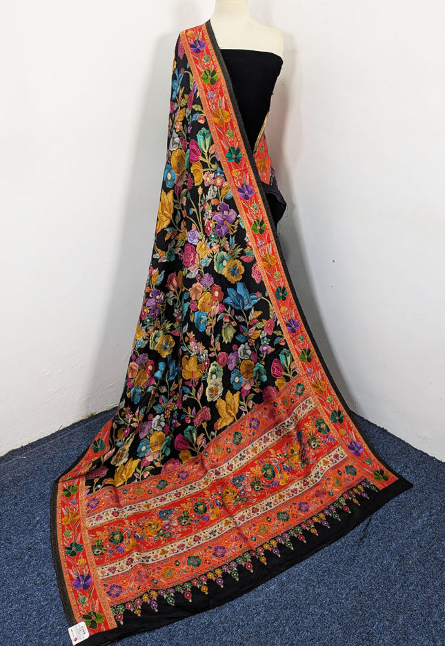 Luxury Pure Indian Moonlight Kani Silk Shawl (Ready To Wear)