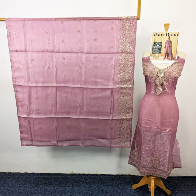 Exclusive Embroidered Shisha Silk with Embroidered Khussa 3Pc - Mah e Rooh (Rinsha)