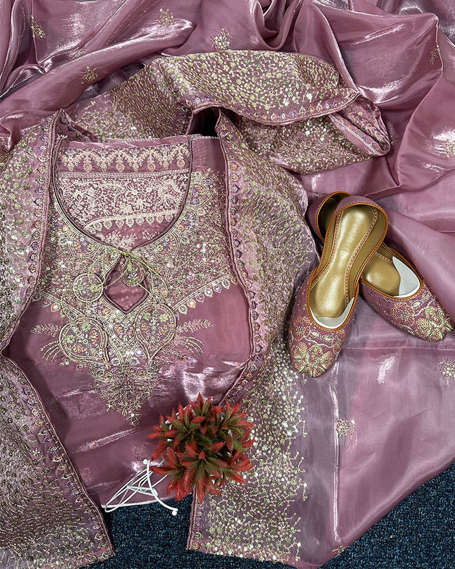 Exclusive Embroidered Shisha Silk with Embroidered Khussa 3Pc - Mah e Rooh (Rinsha)
