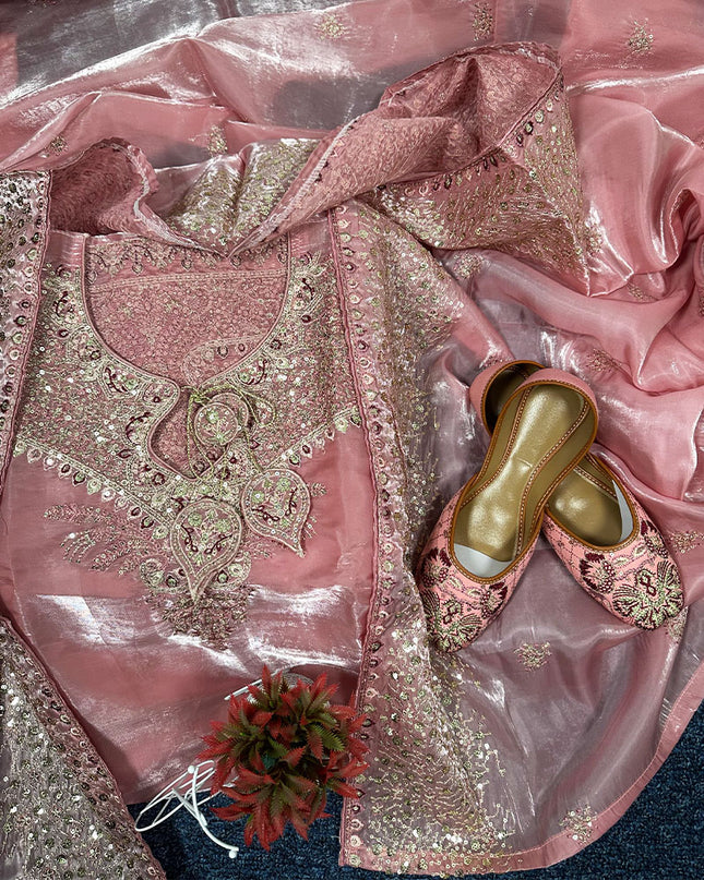 Exclusive Embroidered Shisha Silk with Embroidered Khussa 3Pc - Mah e Rooh (Rinsha)