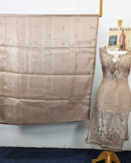Exclusive Embroidered Shisha Silk with Embroidered Khussa 3Pc - Mah e Rooh (Rinsha)
