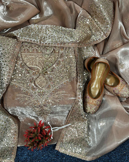 Exclusive Embroidered Shisha Silk with Embroidered Khussa 3Pc - Mah e Rooh (Rinsha)