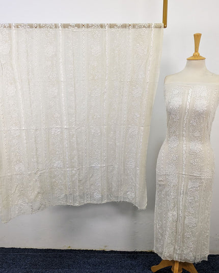 Fancy Handmade Tarkashi & Pakka Tanka Work Pure China Crinkle 2Pc (Dyeable)