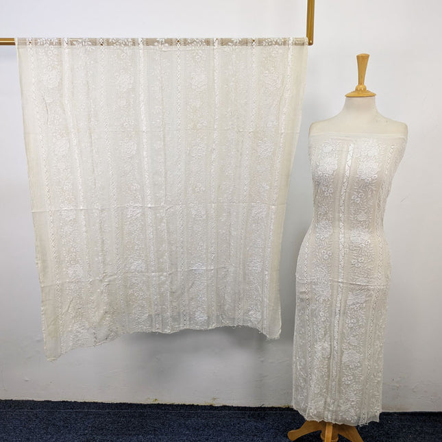 Fancy Handmade Tarkashi & Pakka Tanka Work Pure China Crinkle 2Pc (Dyeable)
