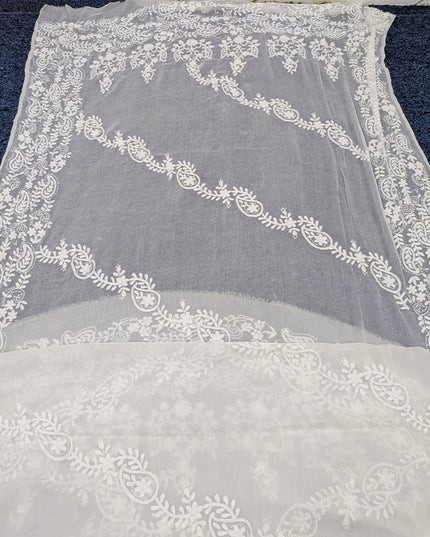 Pure China Crinkle with Bail Style Pakka Tanka Work Dupatta (Dyeable)
