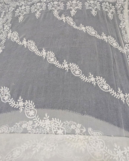 Pure China Crinkle with Bail Style Pakka Tanka Work Dupatta (Dyeable)