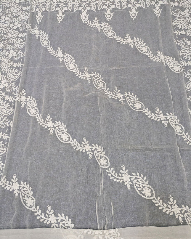 Bail Style Pakka Tanka Work Pure China Crinkle Dupatta (Dyeable)