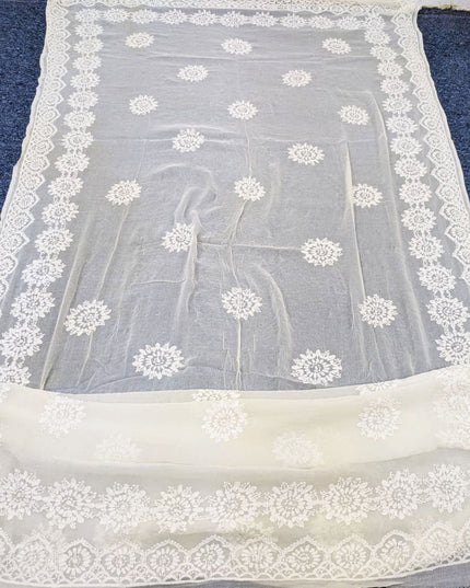 Dyeable Pure China Crinkle with Pakka Tanka Buti Work Dupatta