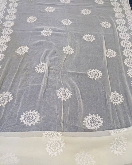 Dyeable Pure China Crinkle with Pakka Tanka Buti Work Dupatta