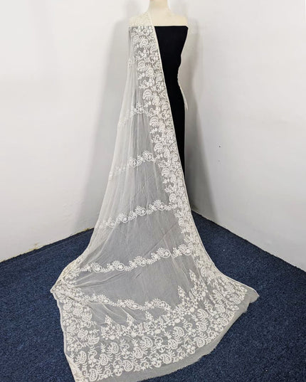 Handmade Bail Style Pakka Tanka Work Pure China Crinkle Dyeable Dupatta