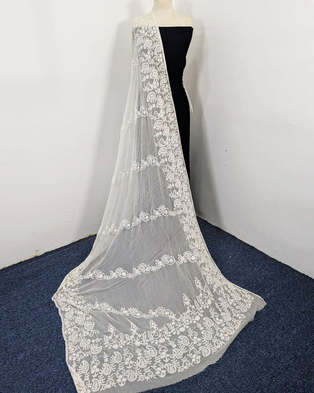 Handmade Bail Style Pakka Tanka Work Pure China Crinkle Dyeable Dupatta