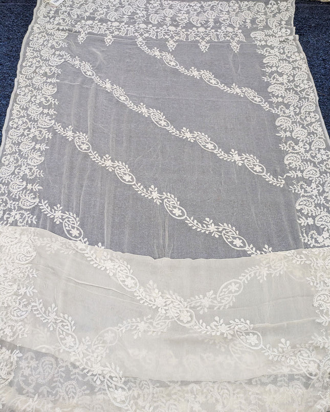 Handmade Bail Style Pakka Tanka Work Pure China Crinkle Dyeable Dupatta